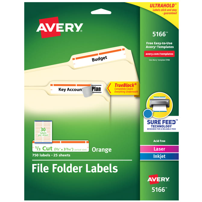 Avery File Folder Labels 2 3 X 3 7 16 750 Labels 5166 Avery Com
