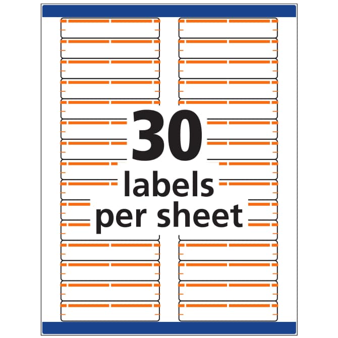 TrueBlock® File Folder Labels, 2/3” x 3-7/16”, 750 Printable Labels,  Permanent Adhesive, White/Orange (5166)