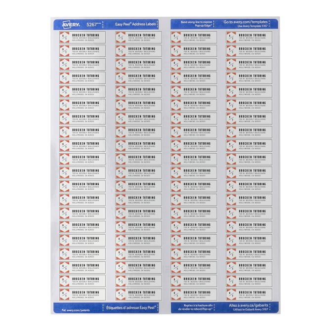 Avery Easy Peel Return Address Labels 1/2