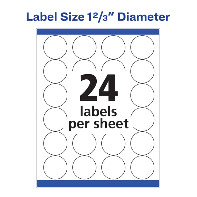 Avery® High Visibility Round Labels with Sure Feed™ for Laser Printers,  1-2/3