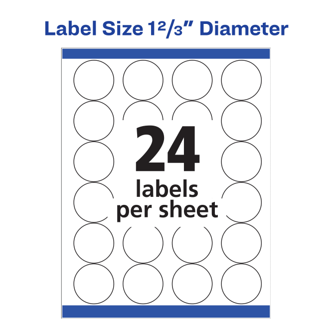3.33 Round label, Our WL-375 (same size as Avery 5295) Labels for laser  and inkjet