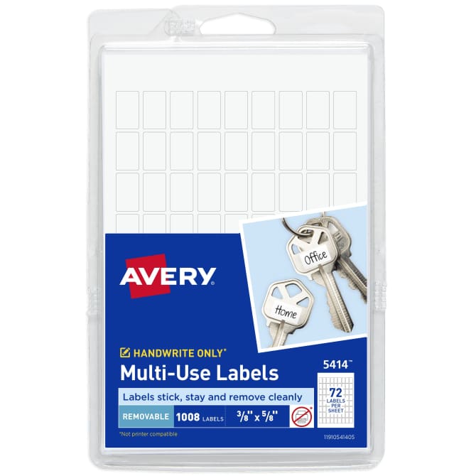 Avery Removable Labels, Removable Adhesive, Handwrite, 1 x 3, 72 Labels (6728)