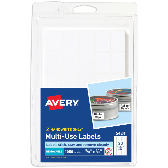 Avery étiquettes inscriptibles amovibles multi-usages, blanc, 3/8