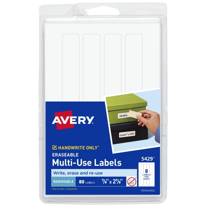 Avery® Erasable Multi-Use Removable Labels, 7/8