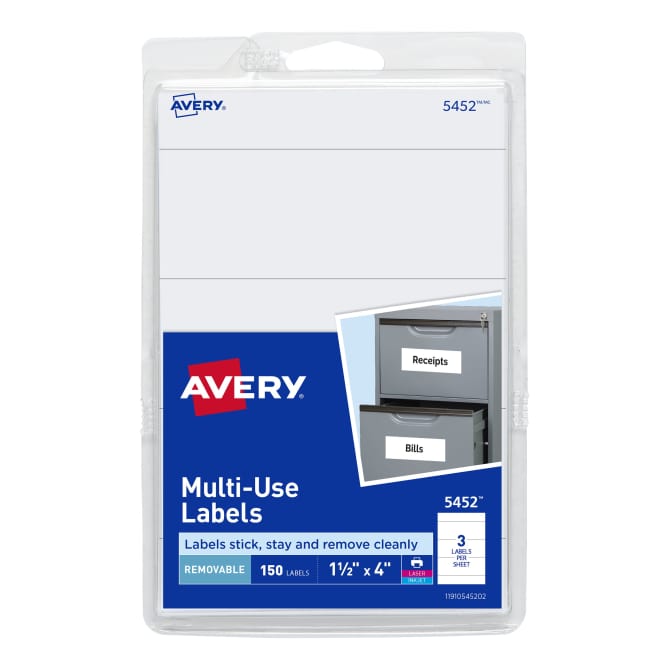 Avery® Removable Labels, Removable Adhesive, 1-1/2