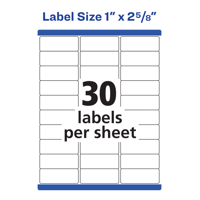 Waterproof Labels with Ultrahold® Permanent Adhesive, Sure Feed™,  TrueBlock®, Laser, 1,500 Labels, 1" x 2-5/8" (5520) | Avery.com