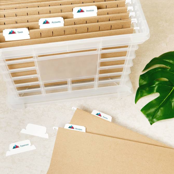 Avery® Printable Hanging File Folder Tabs, 1/5 Cut, White, 90 ...