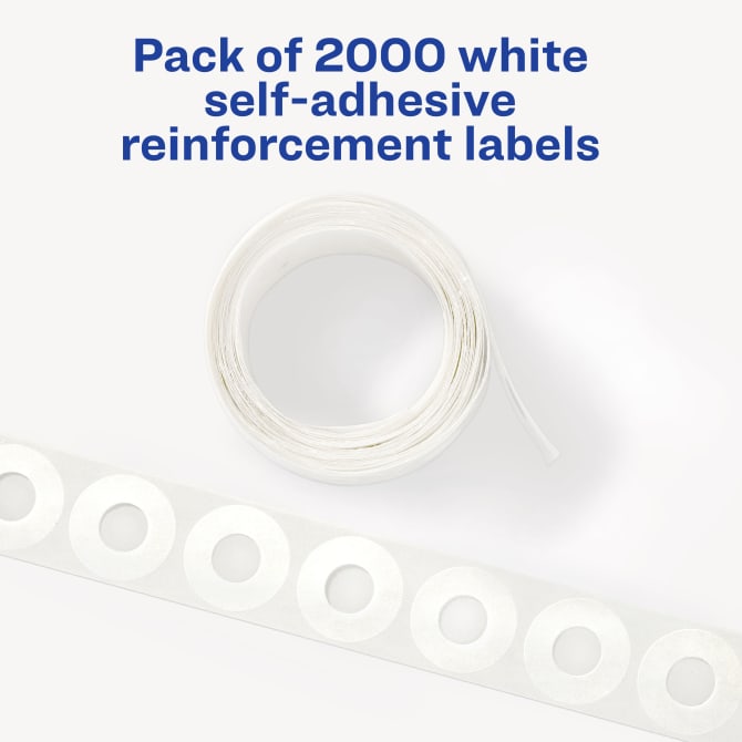 Avery® Self-Adhesive Hole Reinforcement Stickers, 1/4 Diameter,  Non-Printable, 1,000 Labels Per Pack, 2-Pack (5615)