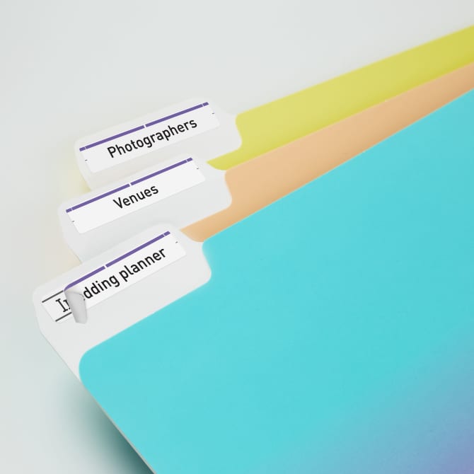 TrueBlock® File Folder Labels, 2/3” x 3-7/16”, 750 Printable Labels,  Permanent Adhesive, White/Purple (5666)
