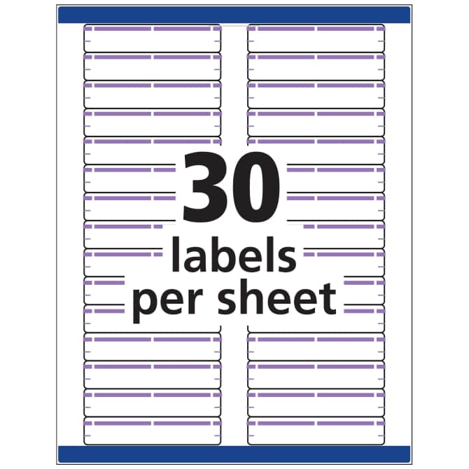 TrueBlock® File Folder Labels, 2/3” x 3-7/16”, 750 Printable Labels,  Permanent Adhesive, White/Purple (5666)
