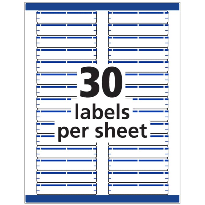 TrueBlock® File Folder Labels, 2/3” x 3-7/16”, 1,500 Printable Labels,  Permanent Adhesive, White/Blue (5766)