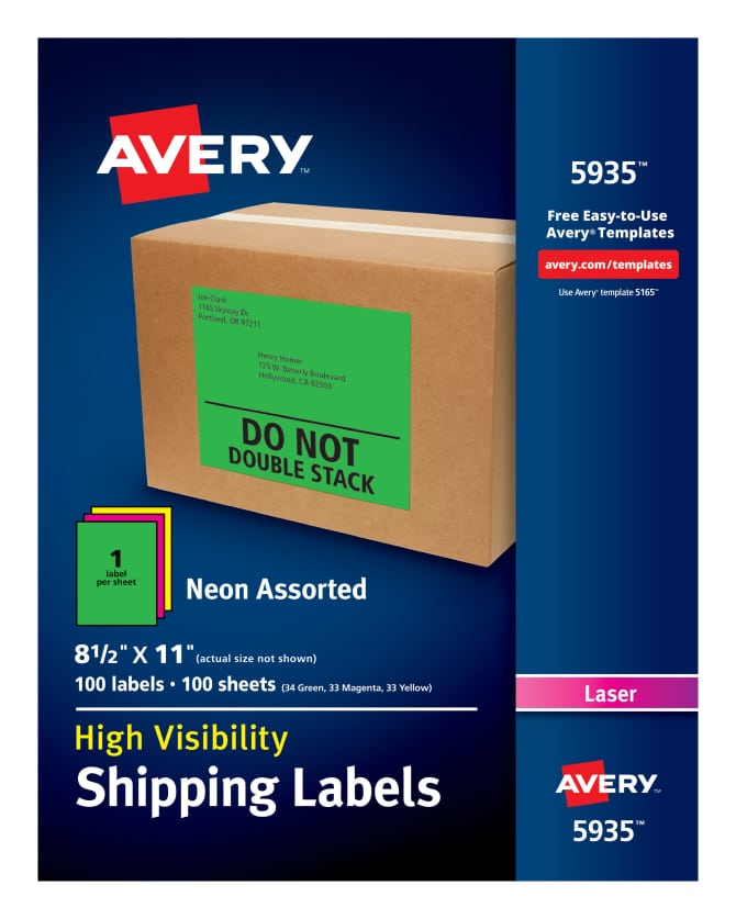 Avery High-Visibility Shipping Labels Assorted Neon Colors ...