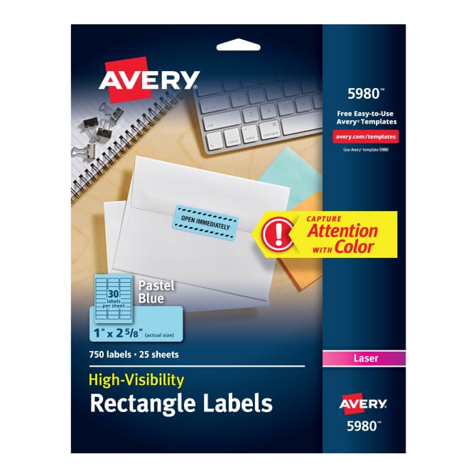 Avery® Neon Address Labels with Sure Feed™ for Laser Printers, 1