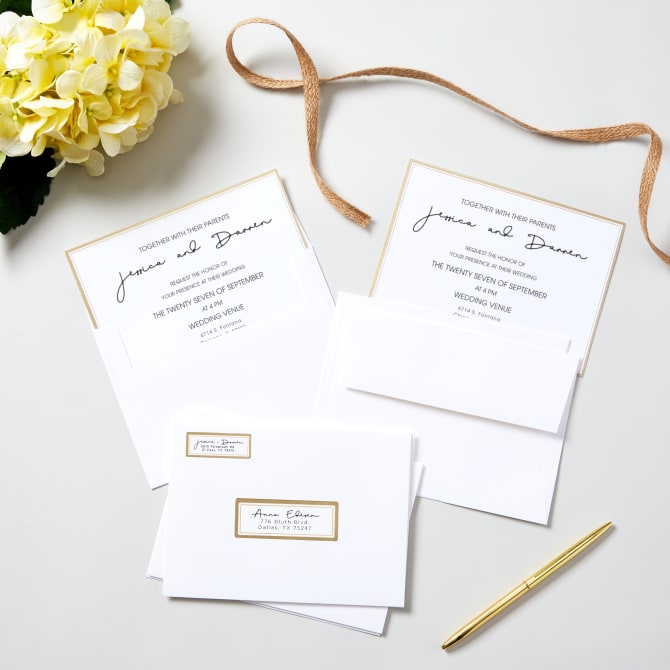 Avery® Address Labels, Matte White with Metallic Gold Borders, Easy Peel®,  Permanent, 1