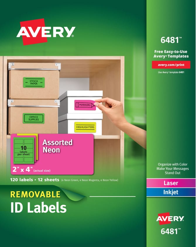 Avery Self-Adhesive Removable Labels, 1-1/4 Diameter, Yellow Neon, 400 per  Pack (5499) 