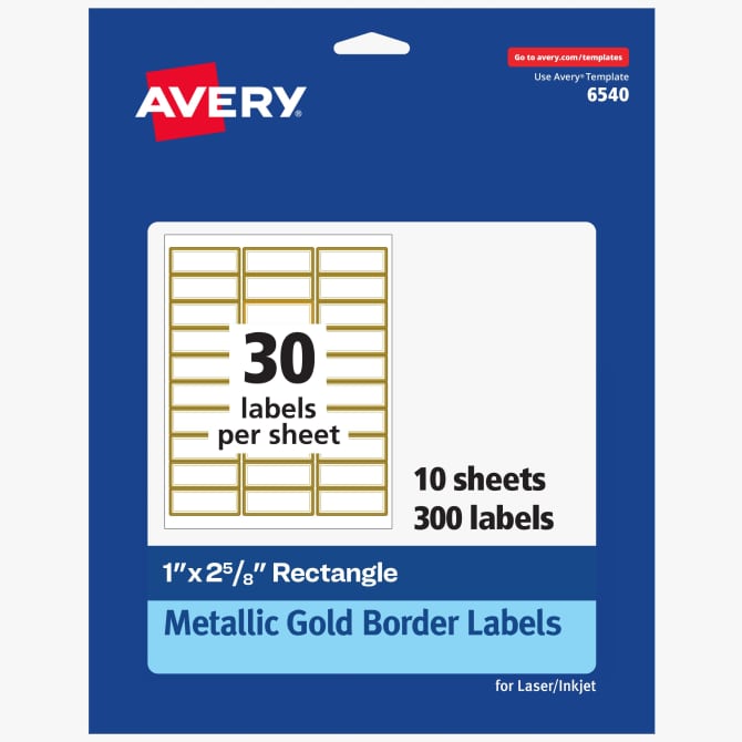 Avery® Address Labels, Matte White with Metallic Gold Borders ...