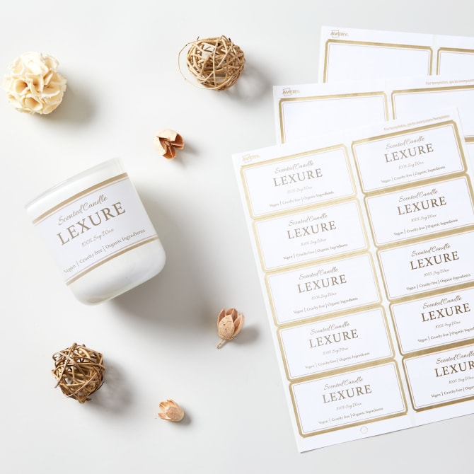 Avery Shipping Labels Matte White with Metallic Gold Borders Permanent 2