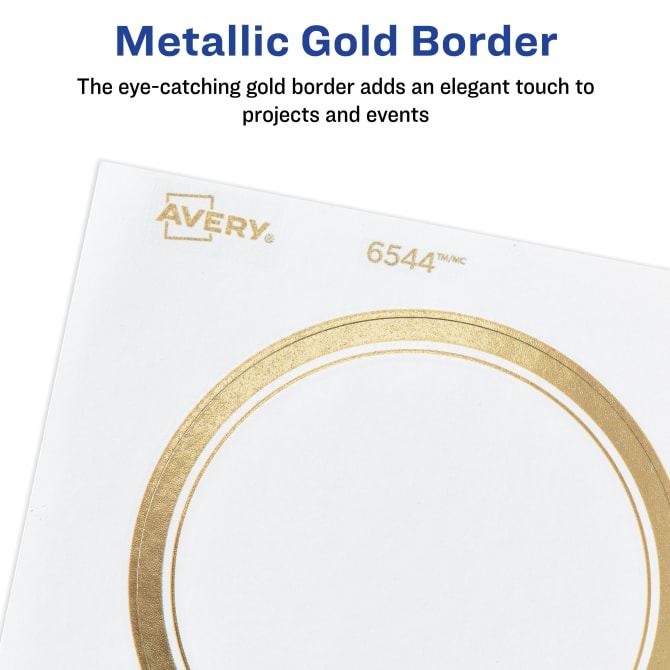 Avery® Tags with Metallic Gold Borders and Strings, 2 x 3-1/2, 40 Total,  Laser/Inkjet Printable Tags (3326)