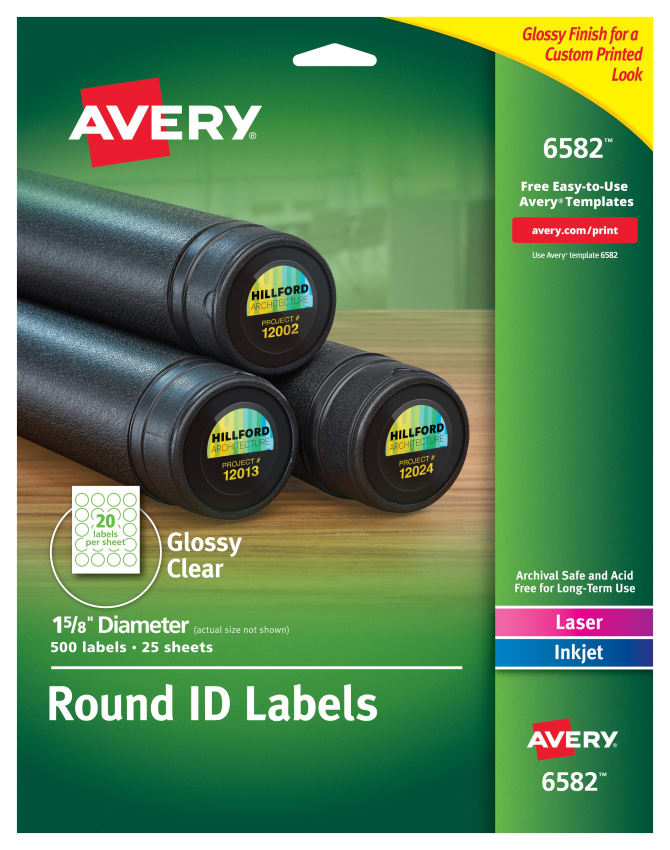 Avery Round Labels Glossy Clear 500