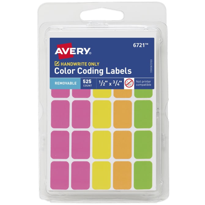 Avery Color-Coding Removable Labels, 3/4 Inch Round Labels, Assorted  Colors, Non-Printable, 8 Packs, 2,520 Dot Stickers Total (21926)