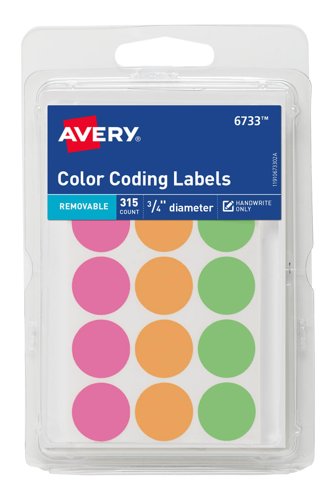 Avery Removable Color Coding Labels Assorted Neon Colors 315 Labels 6733 Avery Com Alibaba.com offers 1,594 color dot stickers products. avery color coding labels removable adhesive assorted neon handwrite only 3 4 round 315 labels 6733