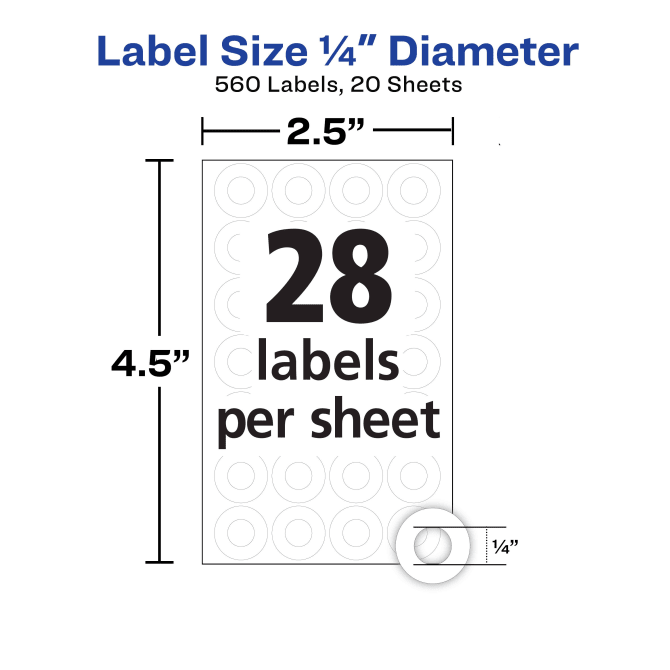 Avery® Hole Reinforcement Labels, 1/4 Diameter, White, Non-Printable, 560  Reinforcement Stickers Total (6734)
