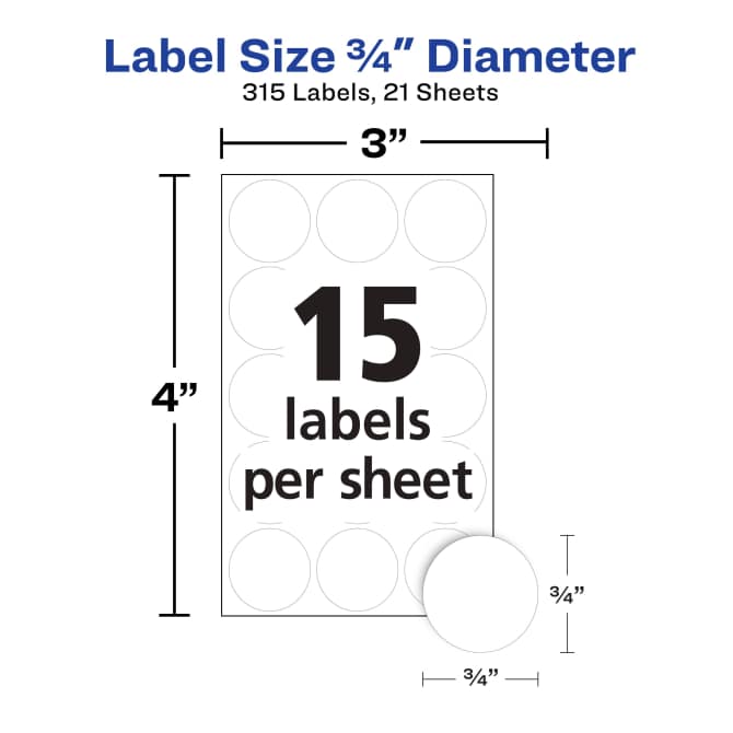 Avery® Multi-Use Removable Labels, 3/4 Inch Round Stickers ...