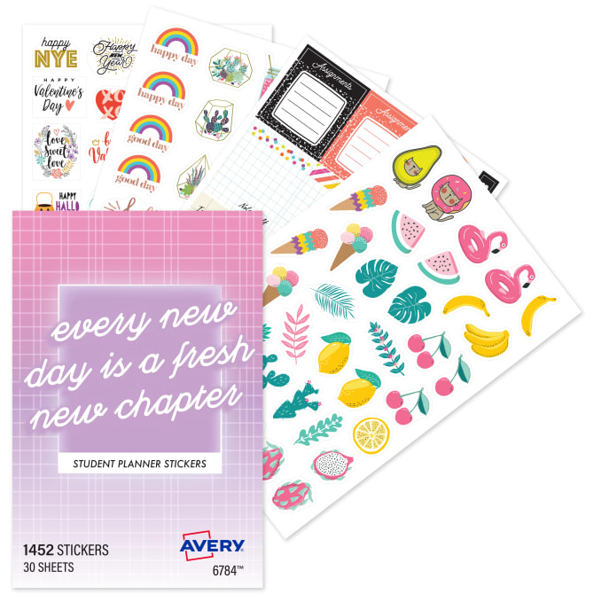 Avery® Student Planner Stickers Variety Pack, 30 Sticker Sheets, 1,452  Stickers Total (6784) | Avery.com