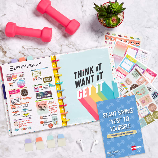 Avery® Planner Sticker Variety Pack, Budget, Fitness, Motivational