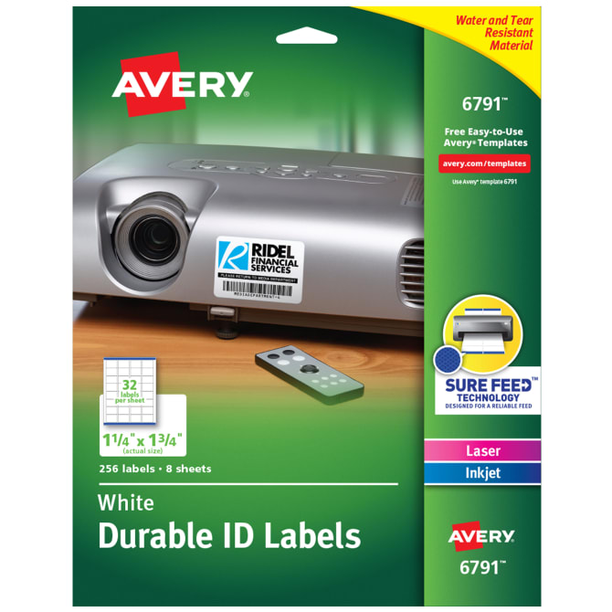 Avery® Durable ID Labels, Permanent Adhesive, 1-1/4” x 1-3/4”, 256 Labels  (6791)