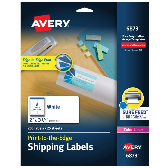 Avery Shipping Labels Print to the Edge 200 Labels 6873 Avery