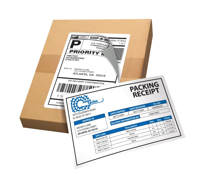 Shipping Labels w/ Paper Receipts Permanent Adhesive