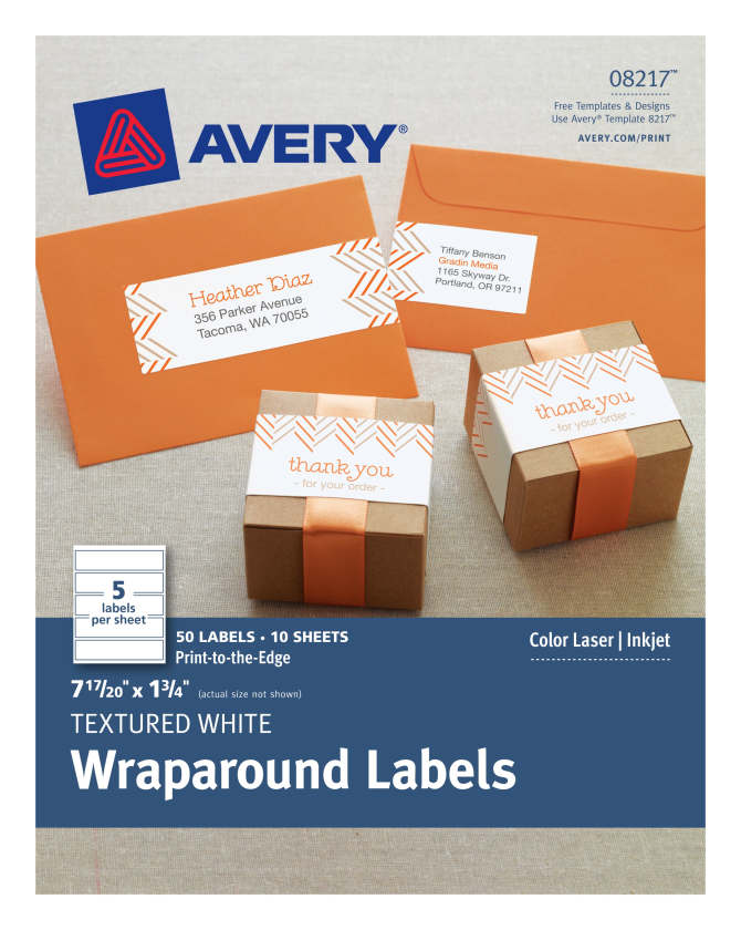 Avery® Wraparound Labels, Water-Resistant, Textured, 7-17/20
