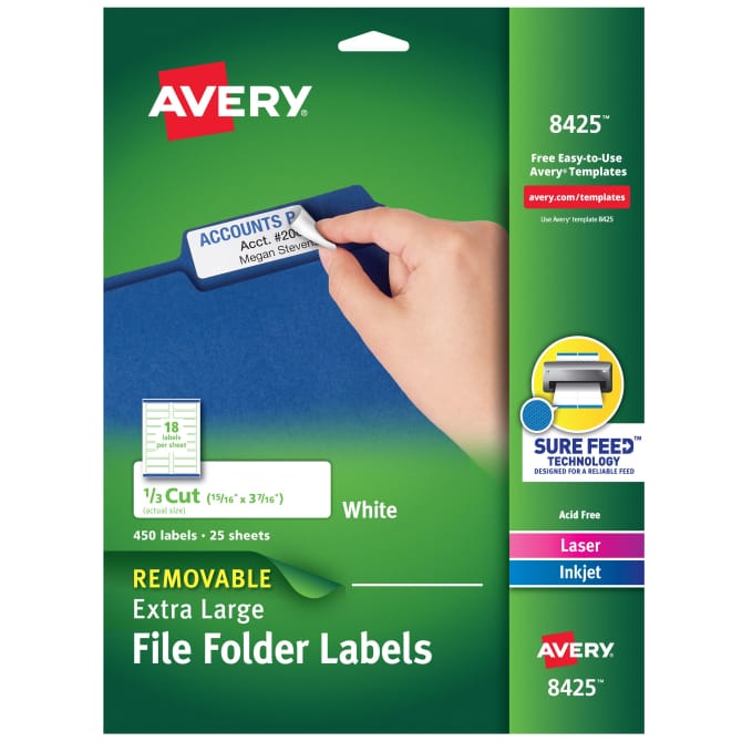 Avery file store folder labels