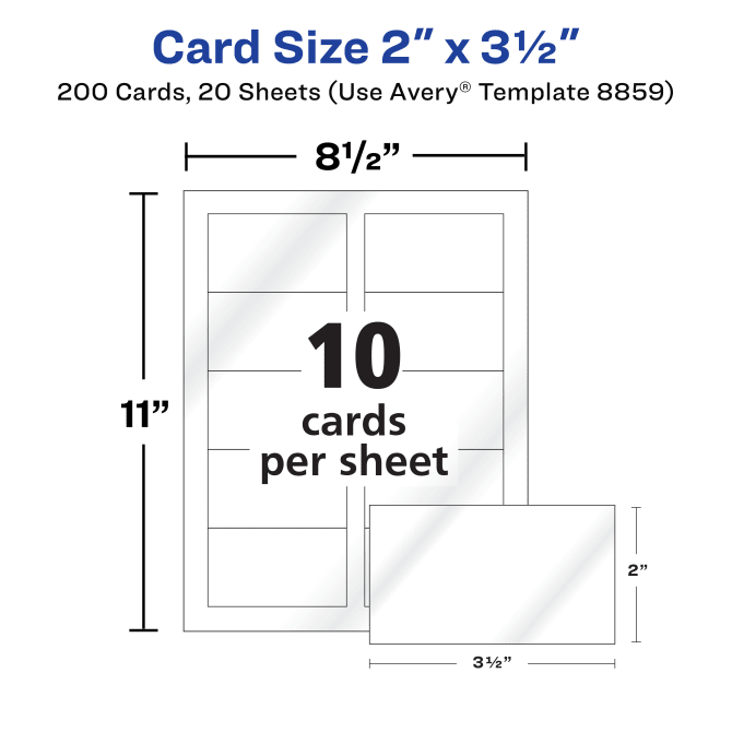 Heavyweight White Blank Business Card Paper - 20 Sheets / 200 Business  Cards - 8