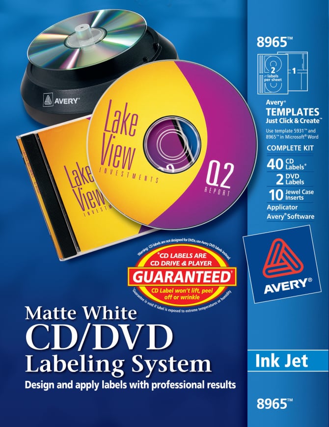 Avery CD DVD Labeling System Matte 40 Labels 8965 Avery