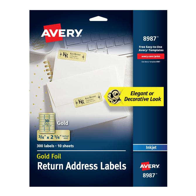Gold Return Address Labels, Rectangular Stickers