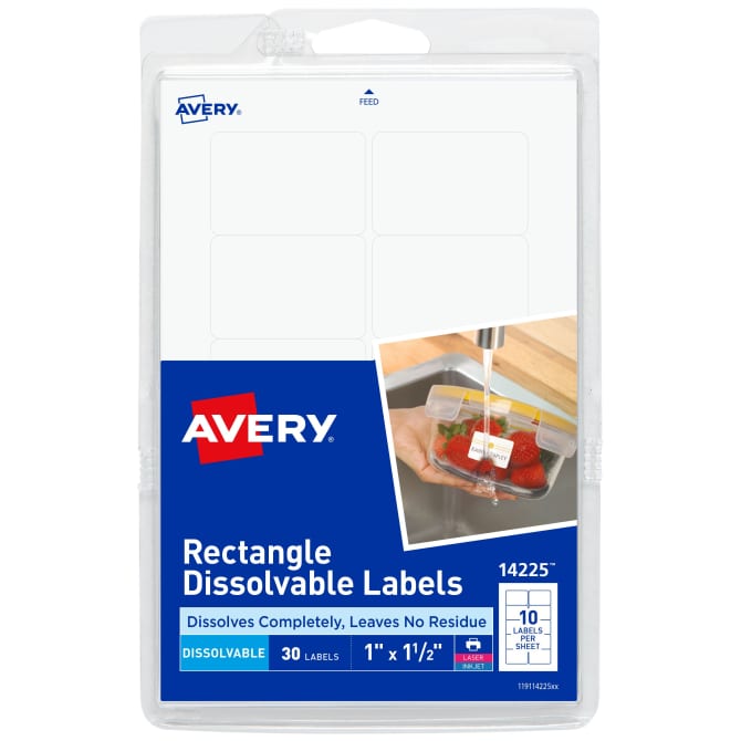 Avery Dissolvable Labels 30 Labels (14225) Avery com