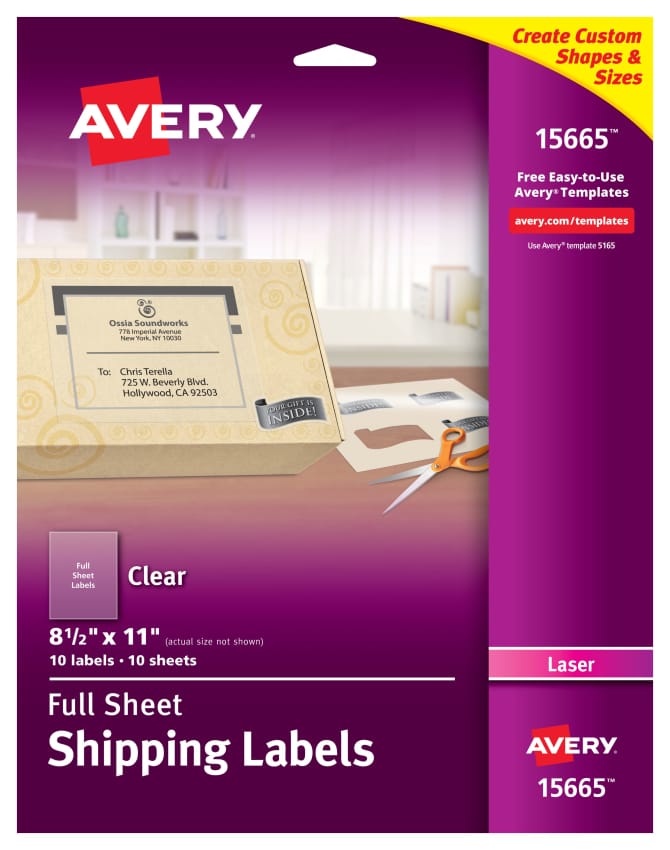 Avery Shipping Labels Clear 10 Labels 15665 Avery Com Stickers for glass wall and windows. avery shipping labels permanent adhesive clear 8 1 2 x 11 10 labels 15665