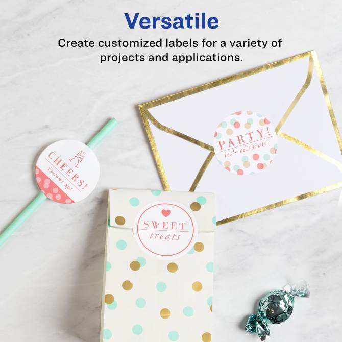 Avery® Glossy White Round Labels with Sure Feed™, 2