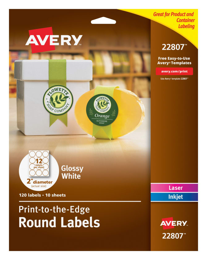 Avery Easy Peel Labels True Print Print To The Edge Permanent Adhesive Glossy 2 Round 120 Labels 22807