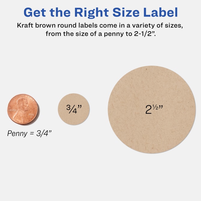 Avery® Kraft Brown Round Labels, 2-1/2
