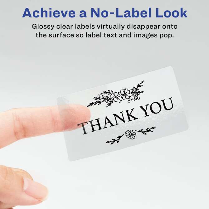 Avery Printable Sticker Paper, Glossy Clear, 8.5 x 11, Laser