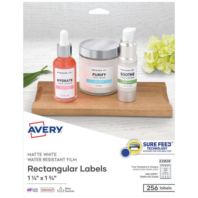 Avery Multi-Use Labels, White, 1 x 3, Removable, Handwrite, 72 Labels  0.074 lb (16728)