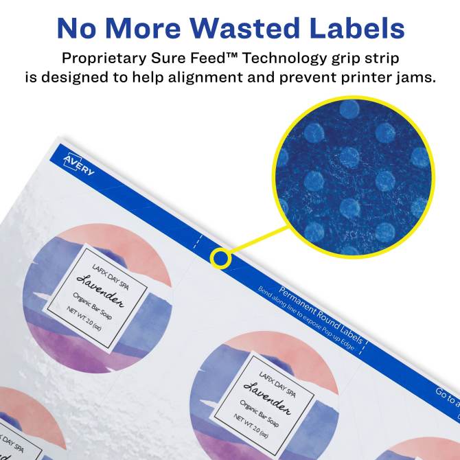 Avery® Glossy White Round Labels with Sure Feed™, 2-1/2