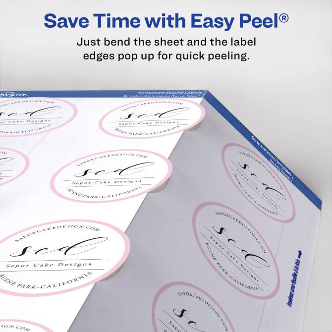 Avery® Glossy White Round Labels with Sure Feed™, 2-1/2 ...