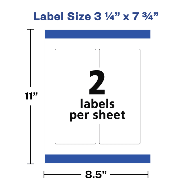 Avery 225 3 1 4 X 7 3 4 Waterproof Wraparound Rectangle Labels With Sure Feed 16 Labels Permanent Matte White Avery Com