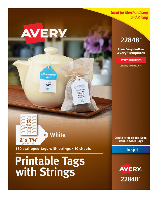 Avery Printable Tags With Strings Scallop Edge 2 X 1 1 4 180 Tags 22848