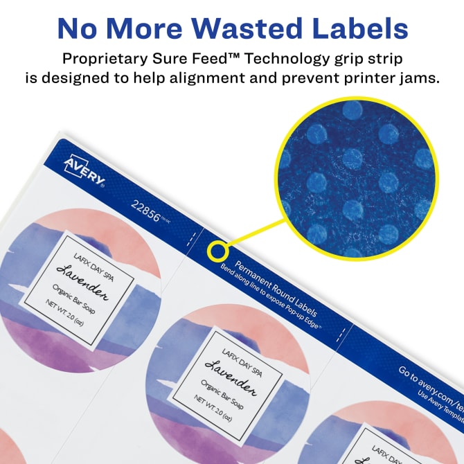 Avery® Waterproof White Round Labels with Sure Feed™, 2-1/2