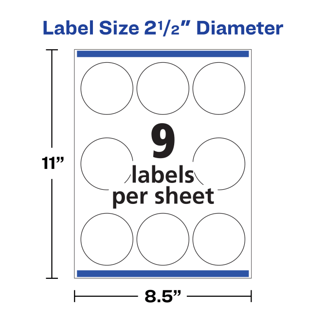 Avery® Waterproof White Round Labels with Sure Feed™, 2-1/2